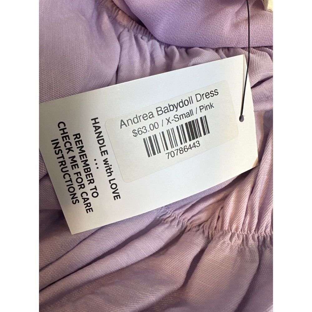 Molly Green Andrea Babydoll Dress Lavender Puff Sleeve Smocked Mini XS Coquette - Picture 12 of 16